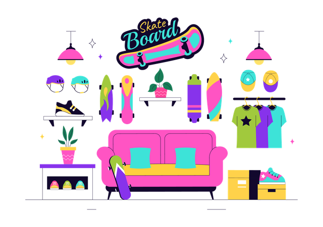 Loja de skate  Ilustração
