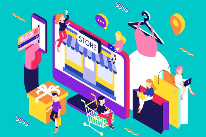 Loja online e compras  Ilustração