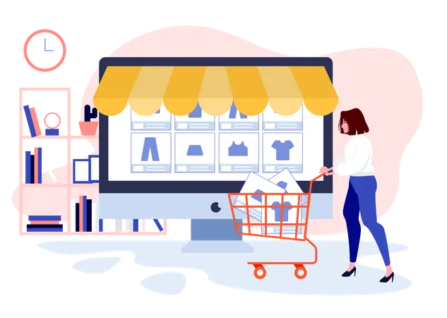 Lojas de compras on-line  Ilustração