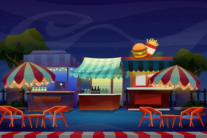 Lojas de fast food  Ilustração