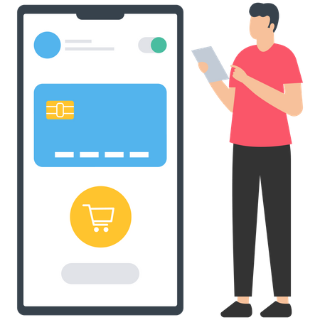Lojas online e pagar compras com cartão de crédito  Ilustração