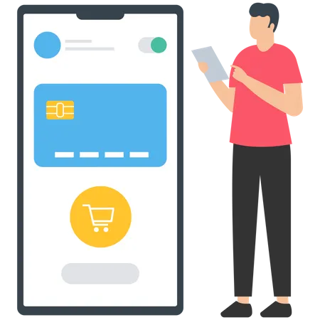 Lojas online e pagar compras com cartão de crédito  Ilustração