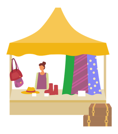 Lokaler Stand mit Straßenkleidung  Illustration