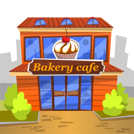 Lokales Bäckerei-Café  Illustration