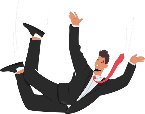 Lonely businessman falling down Illustration