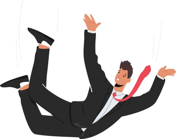Lonely businessman falling down  イラスト