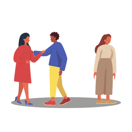 Loneliness Concept Lonely Character With Depression And Sadness Young Unhappy People Alone Suffering Without Friends Or Love Flat Vector Illustration Ilustración