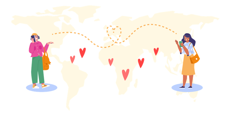 Long distance relationship of people  Illustration