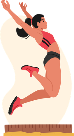 Long Jump Female Athlete  Illustration