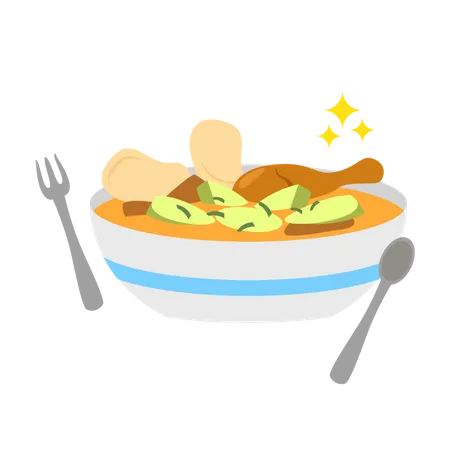 Lontong Meal  Illustration