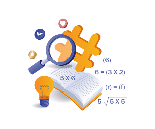 Look up the formula for finding hashtags  Illustration
