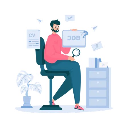 Looking for a new job online  Illustration