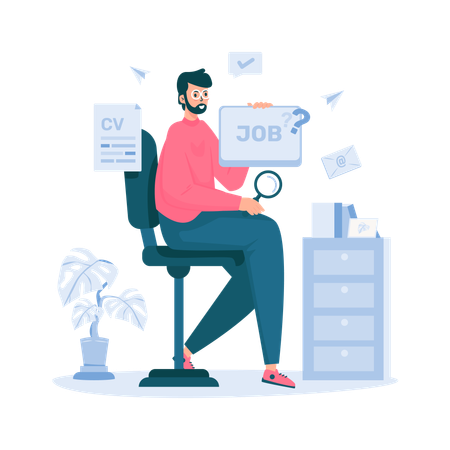 Looking for a new job online  Illustration