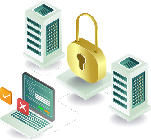 Looking for computer security issues server data technology  Illustration