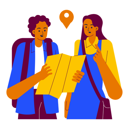 Looking for directions in map Illustration
