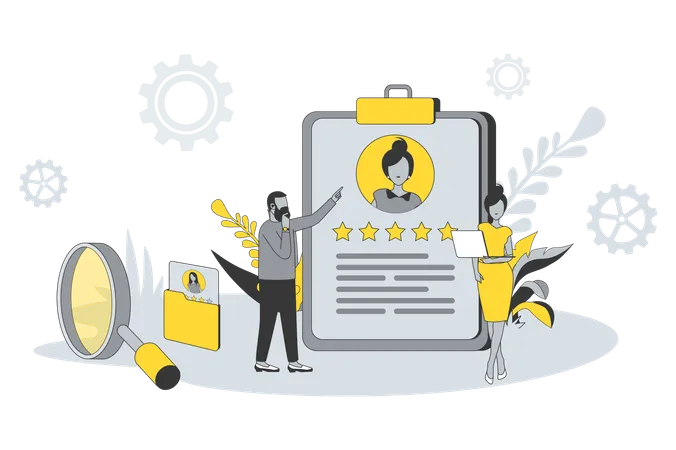 HR reviewing employee rating Illustration