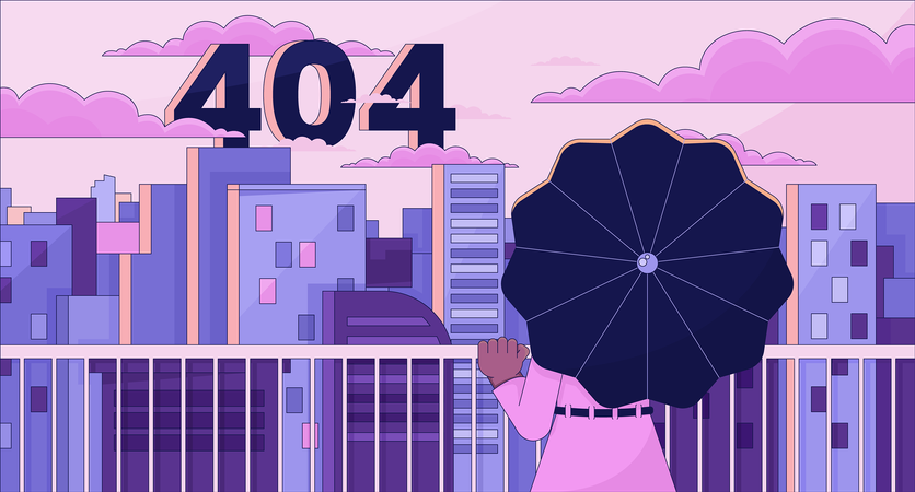 Looking on city from terrace error 404  Illustration
