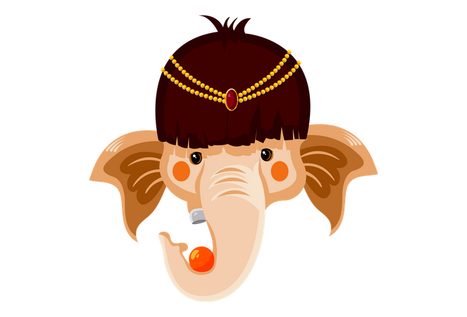 Lord ganesha holding laddoo in his trunk Illustration