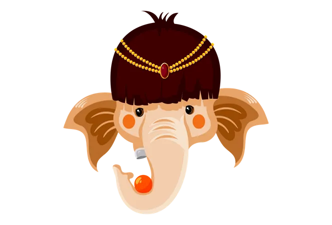 Lord ganesha holding laddoo in his trunk  Illustration