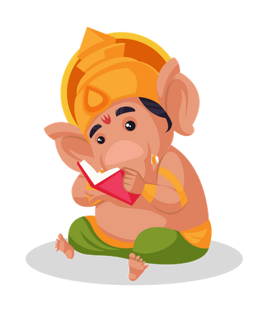 Lord Ganesha reading book Illustration