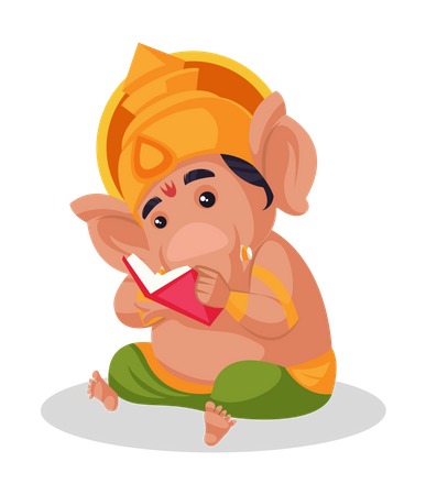 Lord Ganesha reading book  Illustration