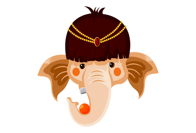 Lord Ganesha segurando Laddoo em seu porta-malas  Ilustração