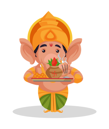 Lord Ganesha segurando o prato de adoração  Ilustração