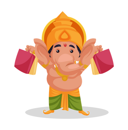 Lord Ganesha segurando sacolas de compras  Ilustração