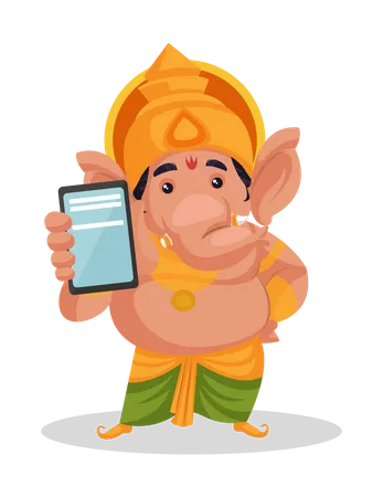 Lord Ganesha showing mobile Illustration
