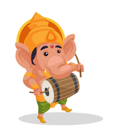 Lord Ganesha tocando bateria  Ilustração