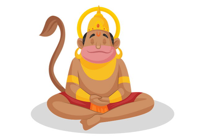 Lord Hanuman doing meditation Illustration