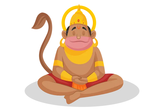 Lord Hanuman doing meditation Illustration