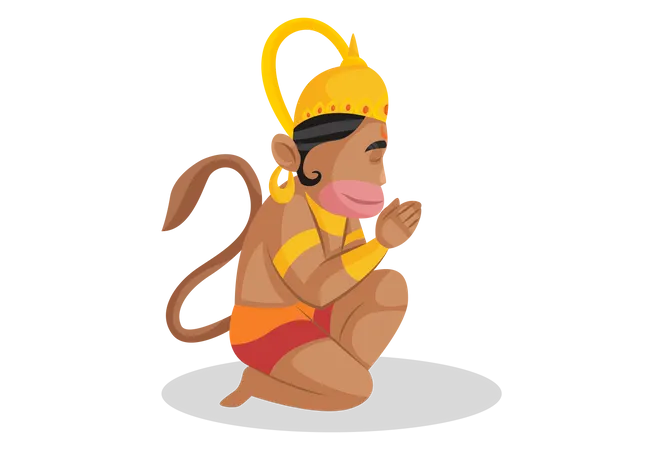 Lord Hanuman doing worship of god  Illustration