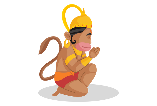 Lord Hanuman doing worship of god  Illustration