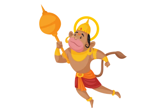 Lord Hanuman flying Illustration