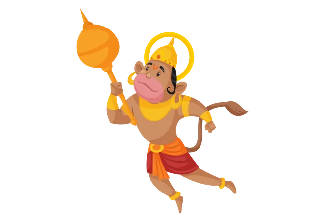 Lord Hanuman flying  Illustration