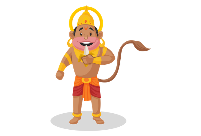 Lord Hanuman isst Banane  Illustration