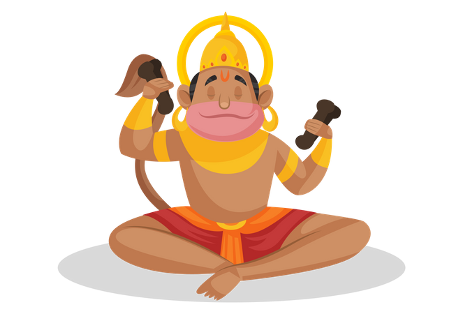 Lord Hanuman praying Illustration