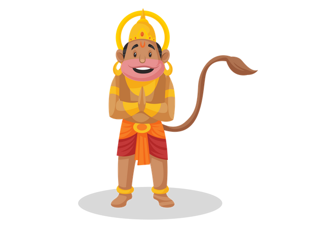 Lord Hanuman standing indian greeting pose Illustration