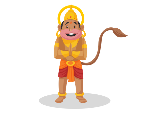 Lord Hanuman steht in indischer Grußpose  Illustration