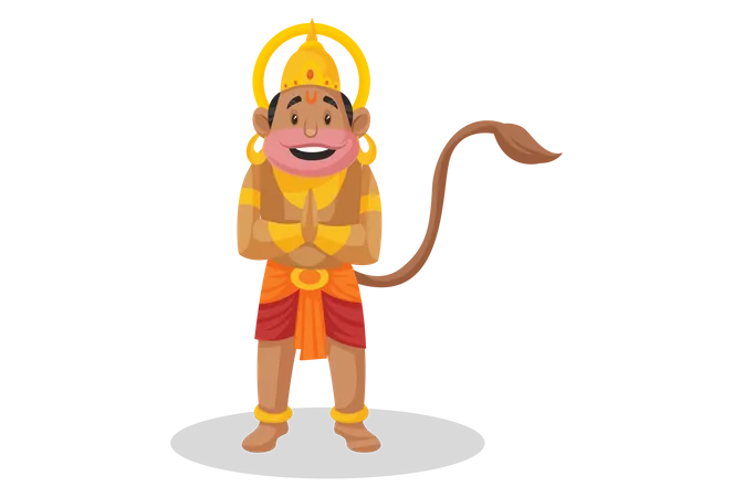 Lord Hanuman steht in indischer Grußpose  Illustration