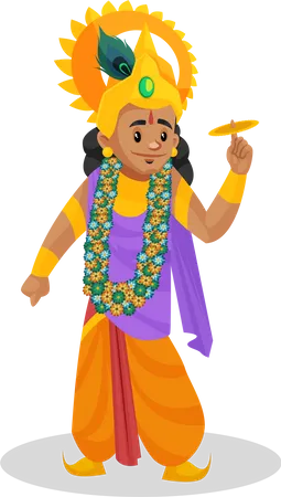 Lord Krishna carrying chakra on his finger Illustration