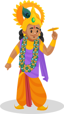 Lord Krishna carrying chakra on his finger  Illustration