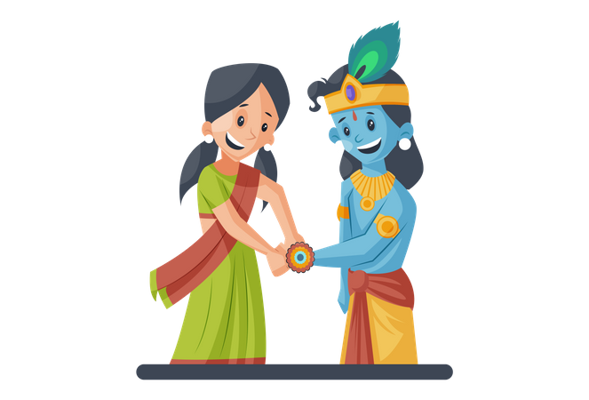 Lord krishna celebrating rakshabandhan  Illustration