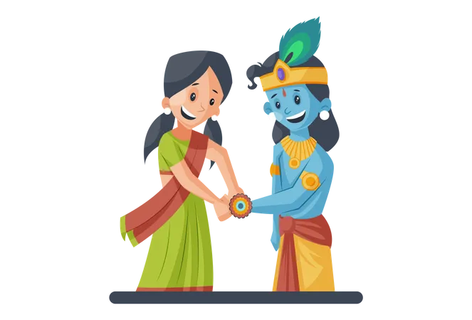 Lord krishna celebrating rakshabandhan  Illustration