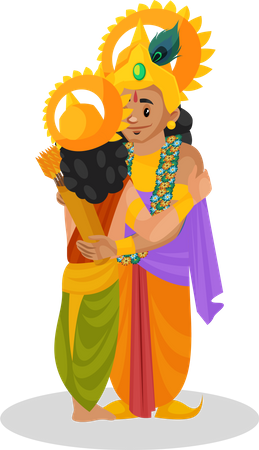 Lord Krishna meeting arjun  Illustration