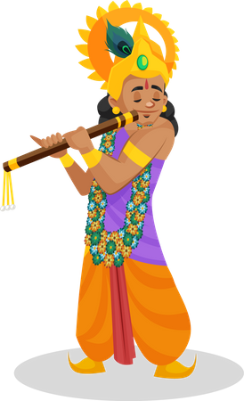 Lord Krishna playing flute Illustration
