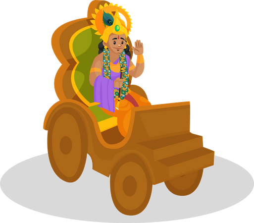 Lord Krishna sitting on Rath  Illustration