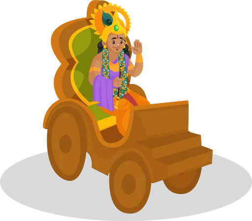 Lord Krishna sitting on Rath  Illustration