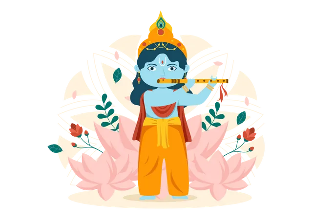 Lord Krishna spielt Flöte  Illustration